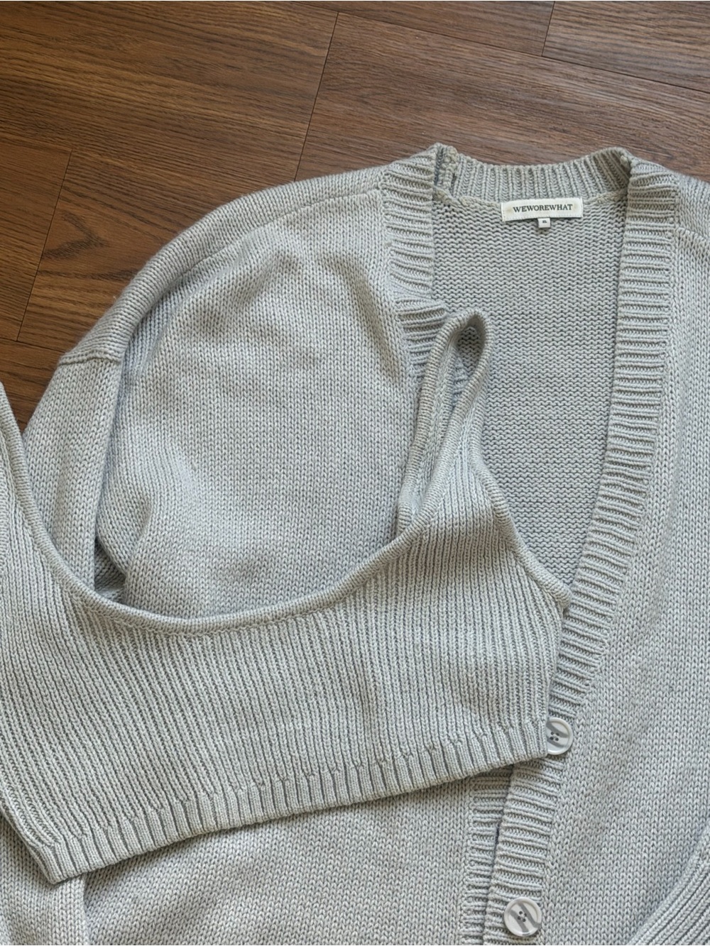 WEWOREWHAT grey sweater and bralette combo